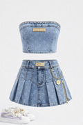 AURIA Denim Tween Luxe Skirt Set