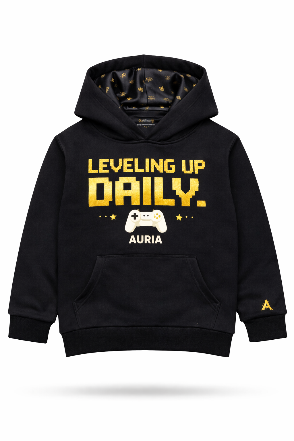 AURIA Kids Level Up Daily Hoodie (Black/Gold)