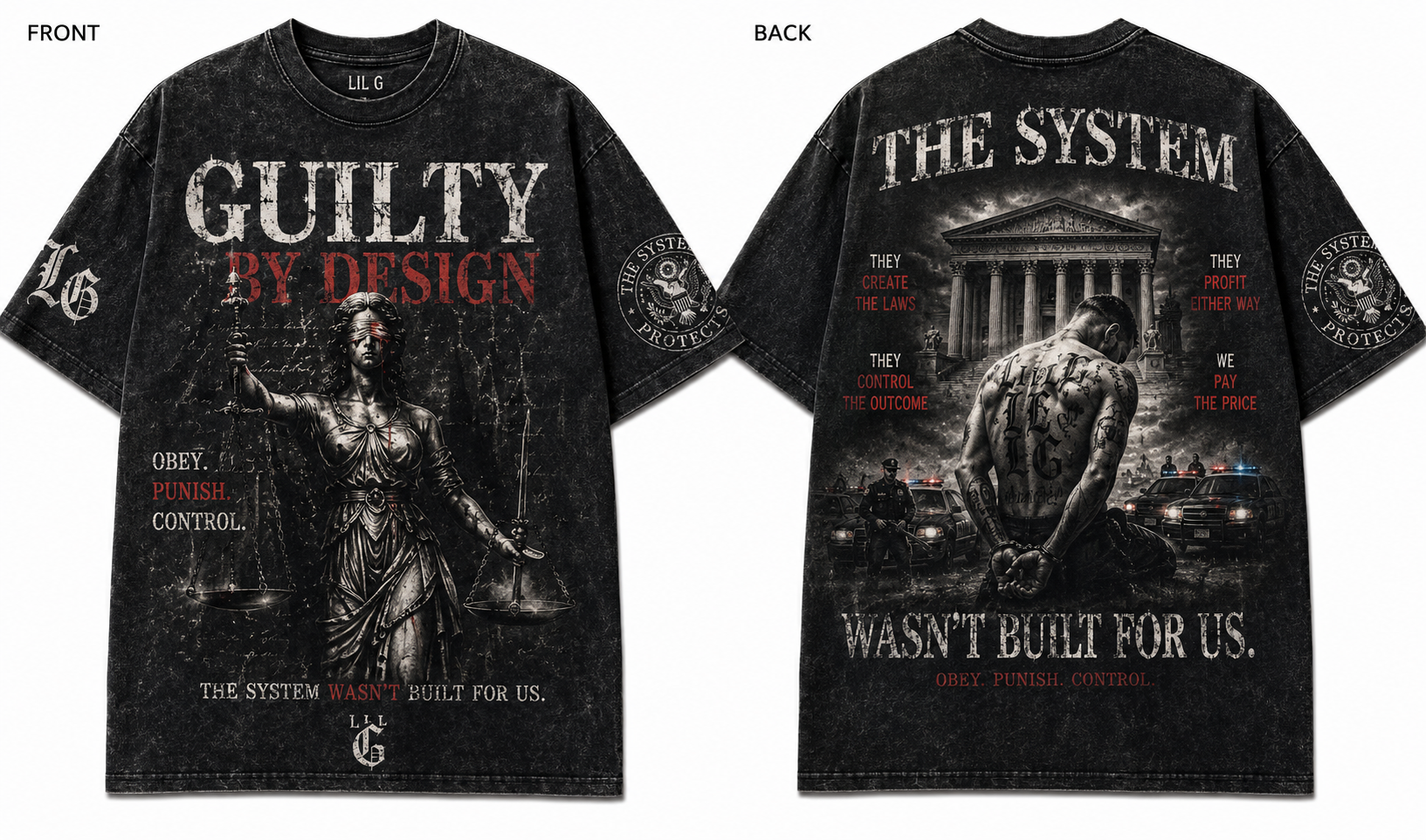 LIL G x AURIA – Guilty By Design Tee (Acid Wash Edition)