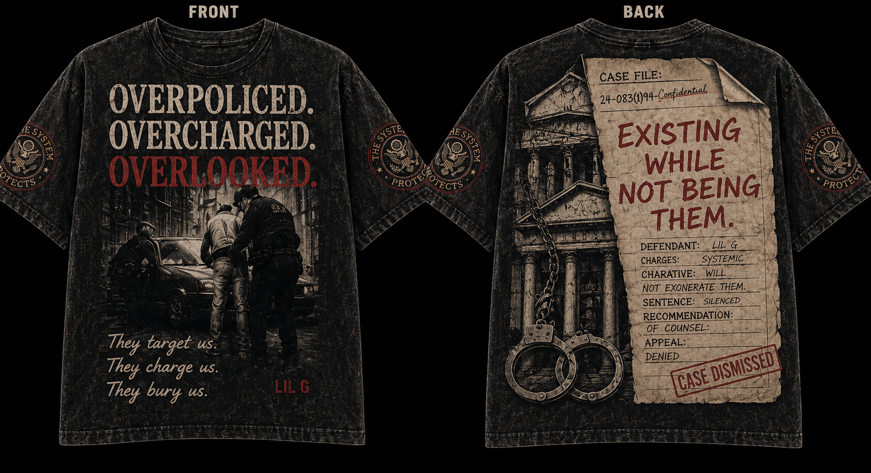 LIL G x AURIA – Overpoliced Tee (Acid Wash Edition)